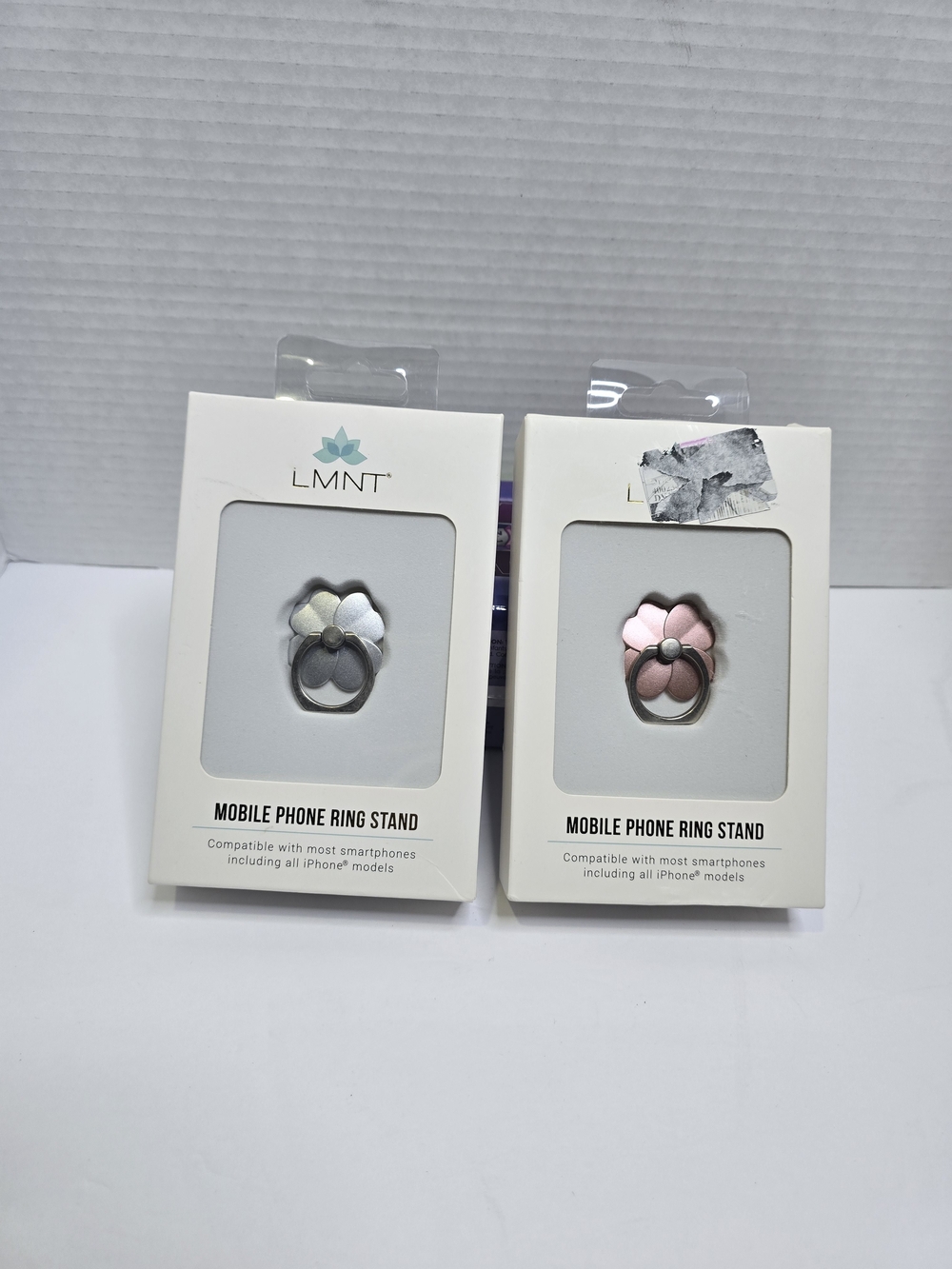 LMNT Floral Mobile Phone Ring Stand - Silver & Pink